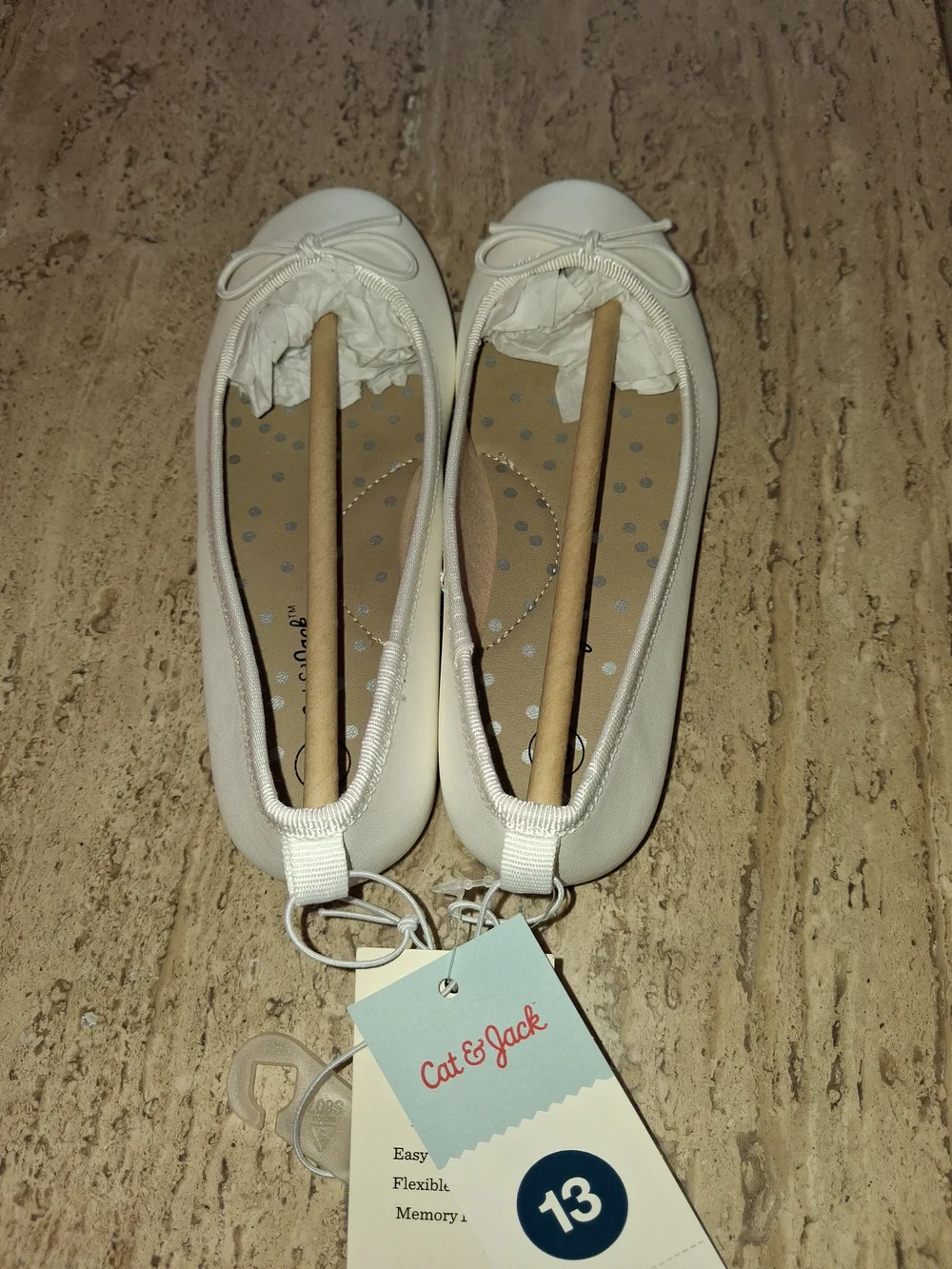 Cat & Jack Cream Ballet Flats with Bow